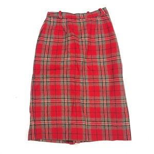 VTG Red Plaid Midi Skirt